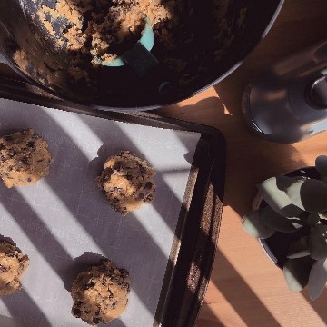 cookie dough on a kitchen table