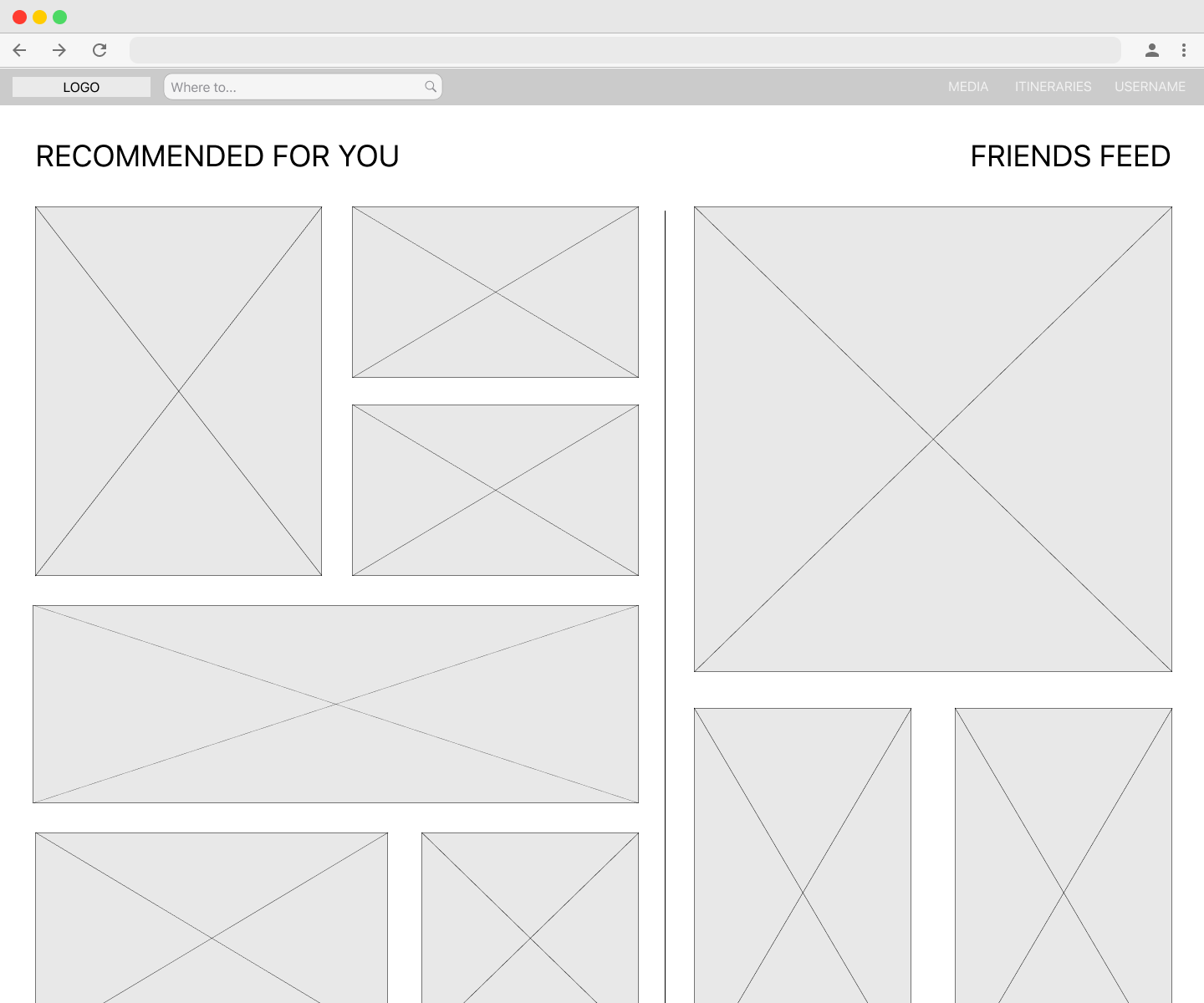 wireframe for homepage