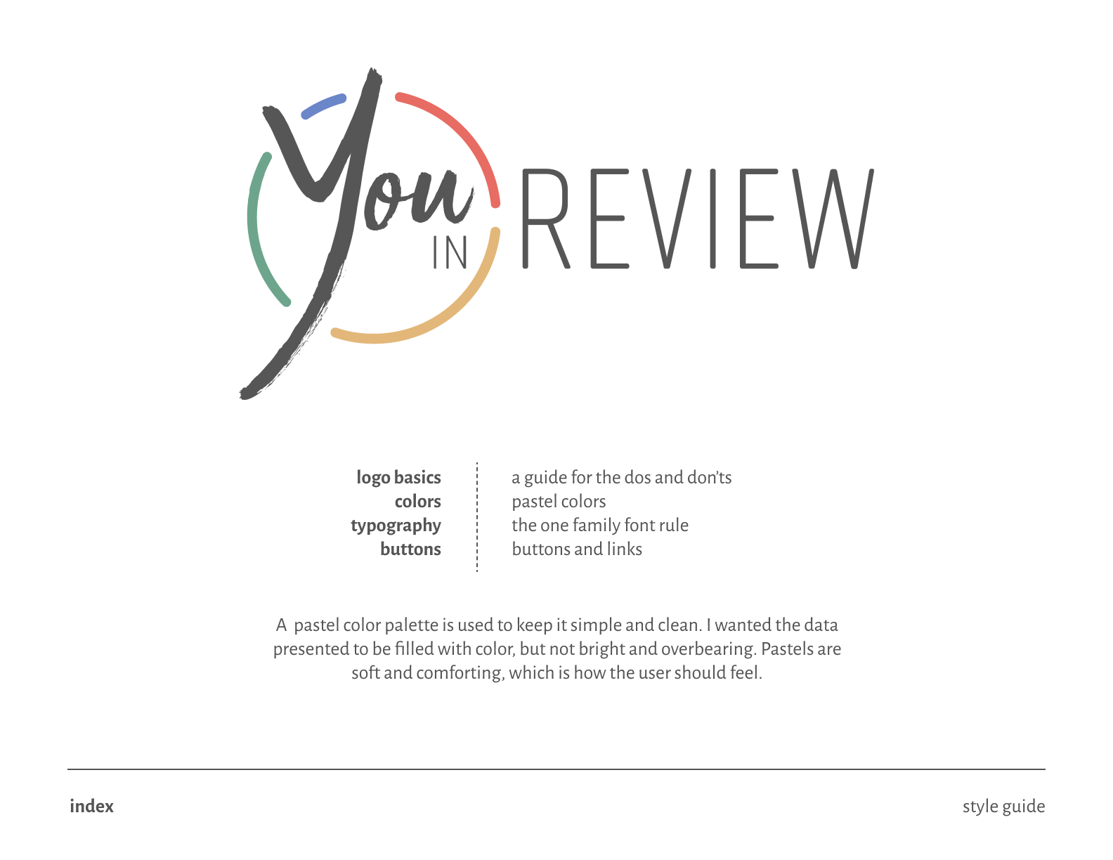 index page of you in review's style guide