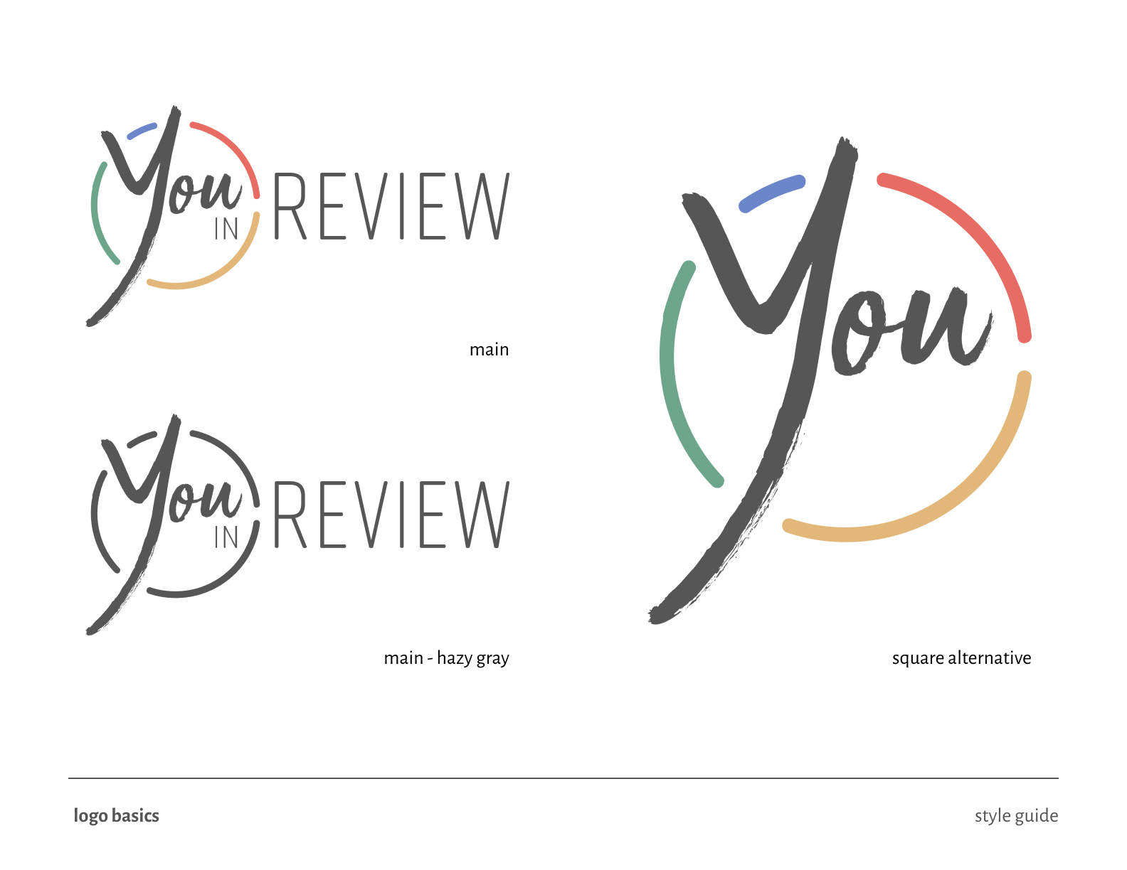 first logo page of you in review's style guide