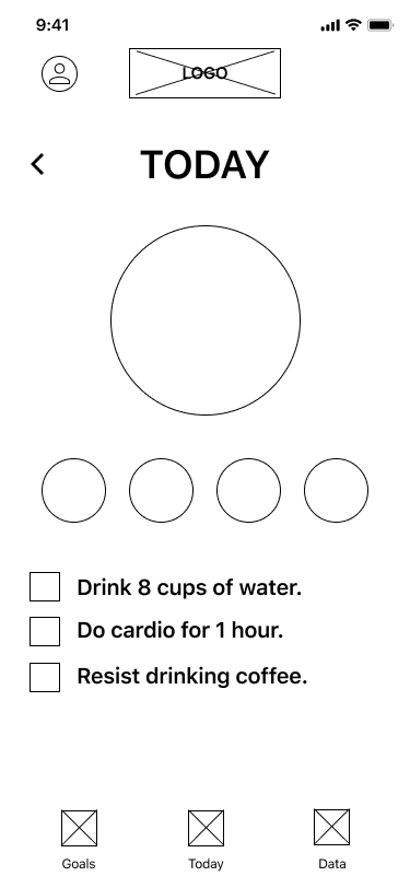 wireframe for today's goals